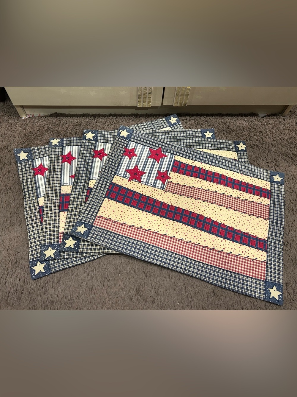4 Plate mat quilt patchwork star flag